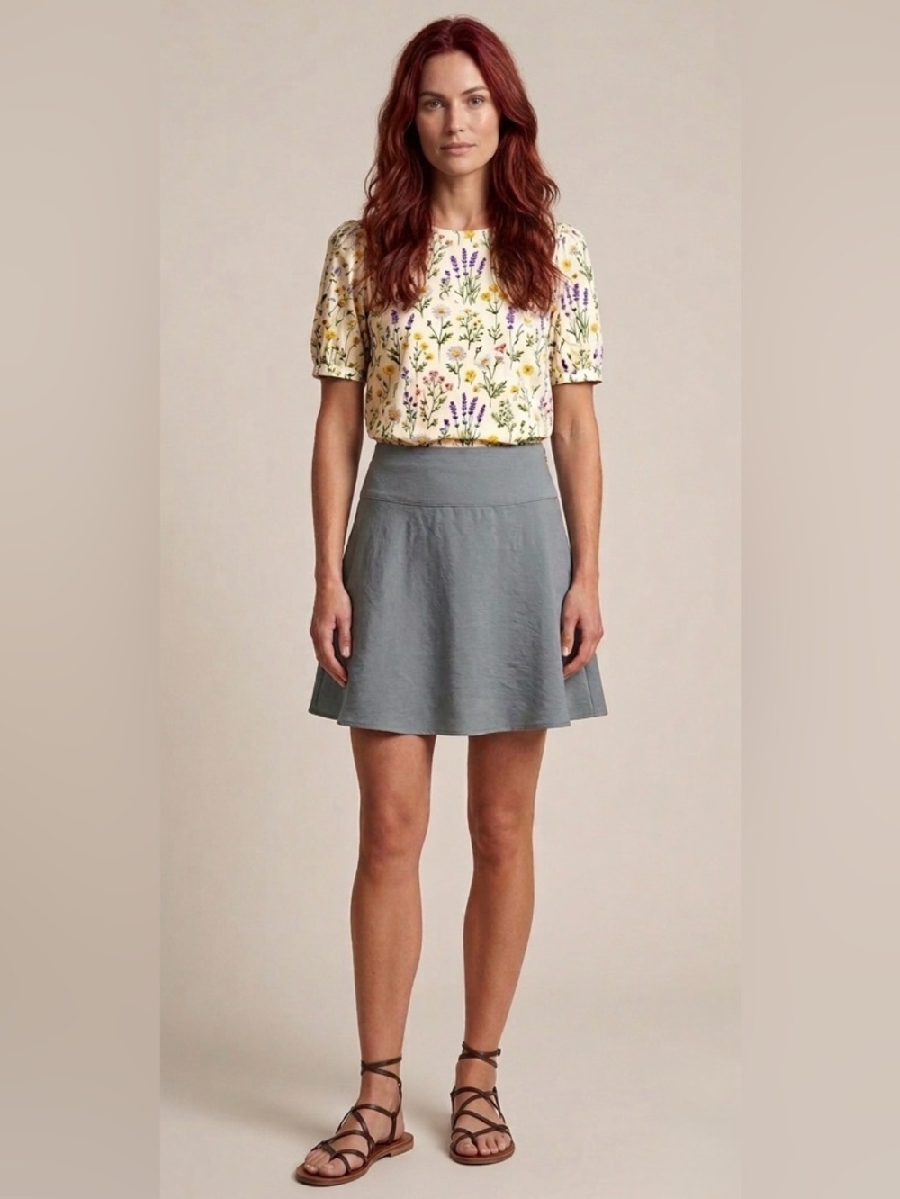 Sarah Pacini Skater A Line Skirt Lightweight Fit Flare Minimalist Wide Waist Zip